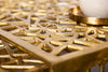 Set Of 2 Nesting Coffee Tables Abstract 39cm/50cm Metal Gold