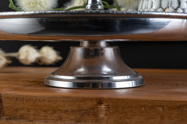 Three Tier Cake Stand Orient 47x26cm Hammered Metal Silver
