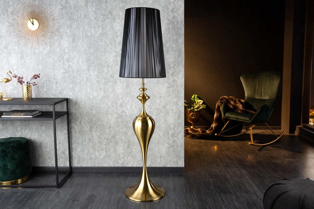 Floor Lamp Lucie 160cm Metal Gold Shade Black