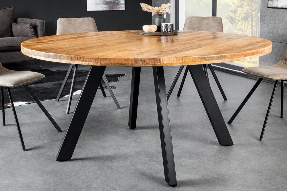 Round Dining Table Blacksmith 140cm Mango Wood Natural