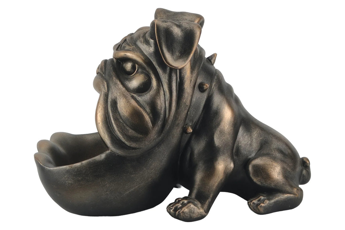 Decoration Sculpture Bulldog 29cm Polyresin Bronze