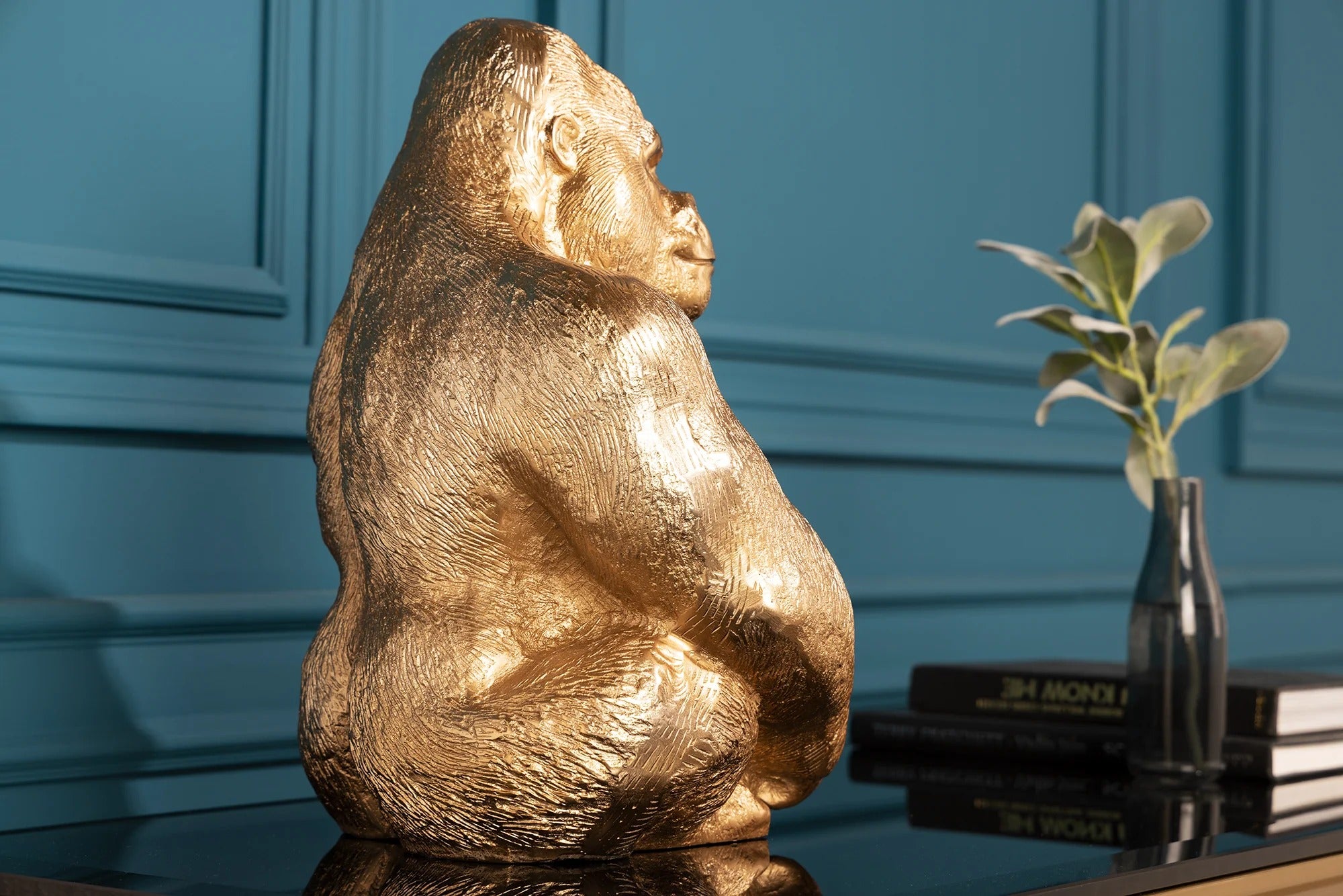 Gorilla Kong Figure 43cm Metal Gold