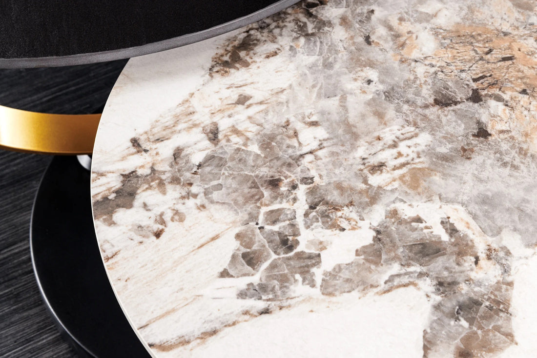 Rotating Coffee Table Axis 80-134cm Ceramic Stone Look