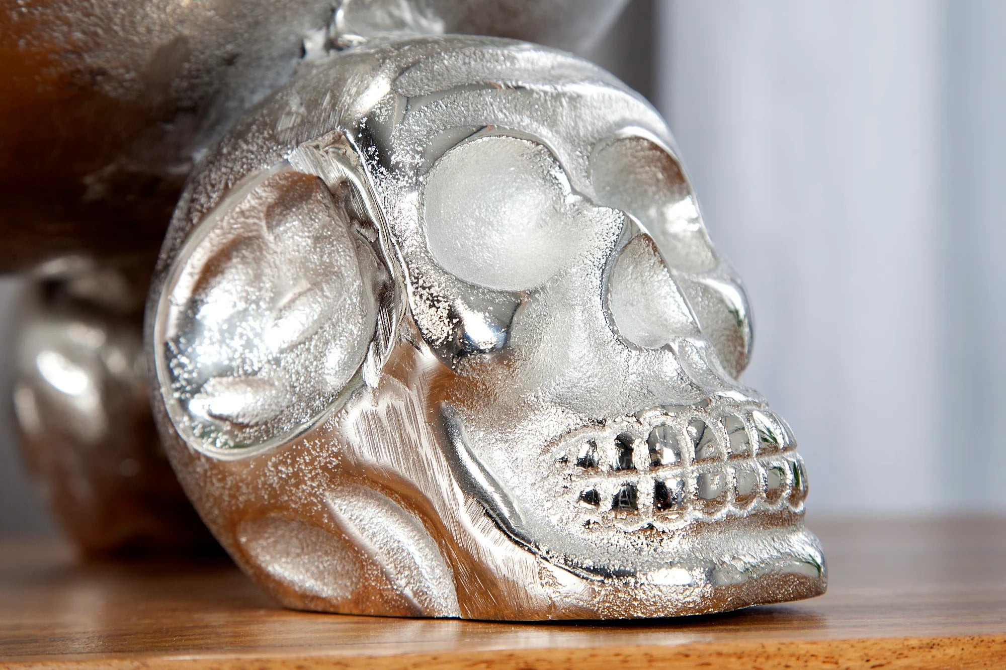 Fruit Bowl Skull 35cm Metal Silver