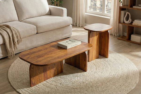 Set Of Two Coffee Tables Gatsby 100cm/45cm Mango Wood Brown