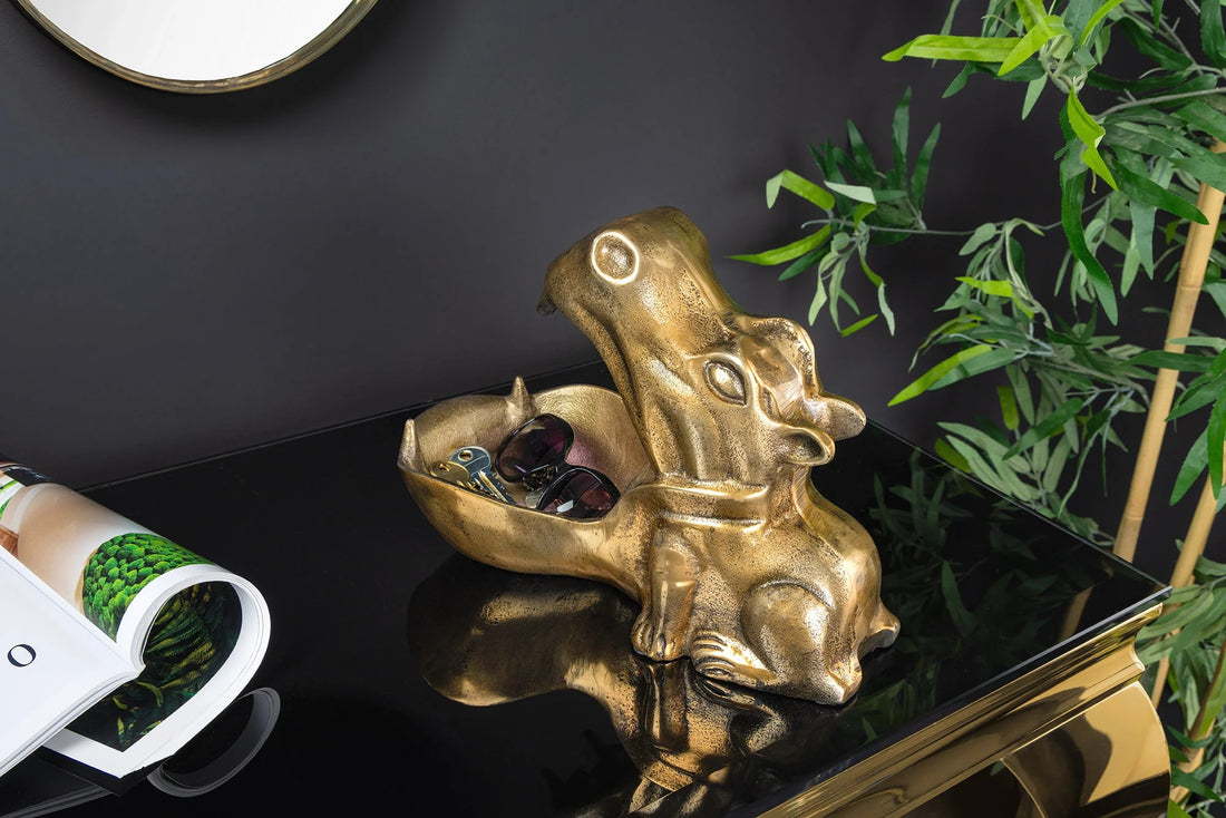 Decoration Bowl Hippo 31cm Metal Brass