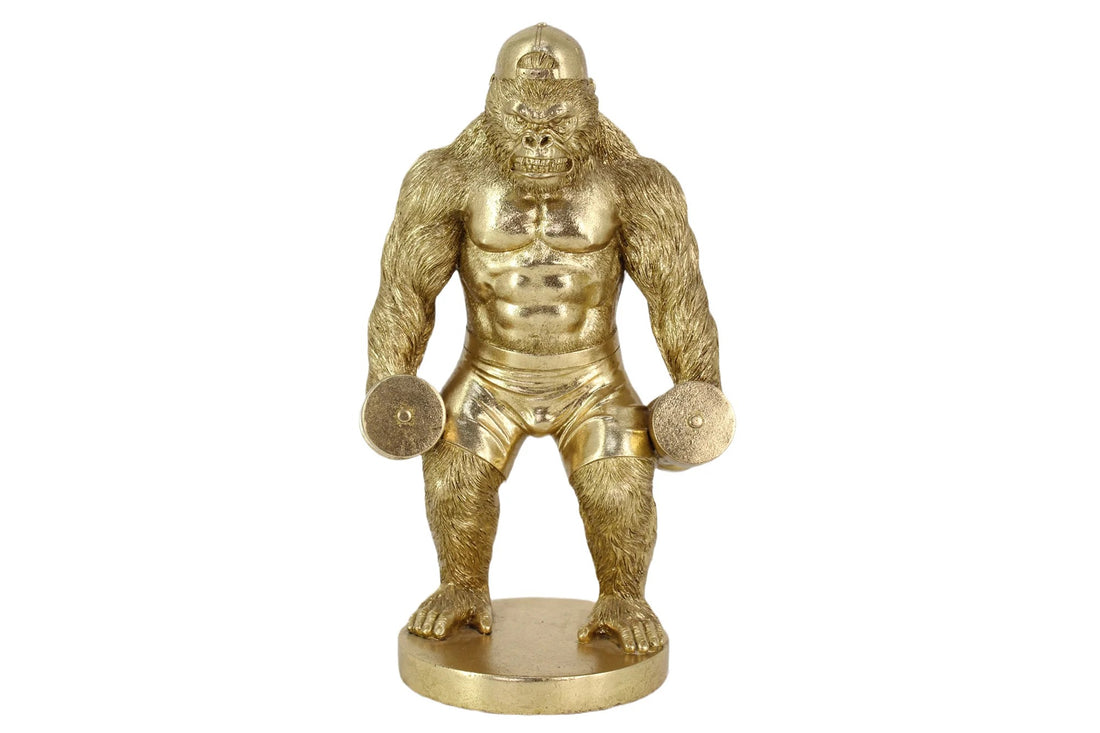 Decoration Figurine King Ape 34cm Polyresin Gold