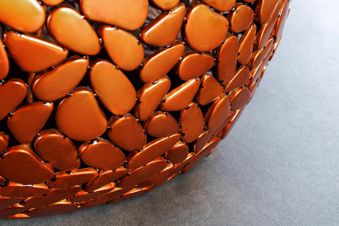 Round Coffee Table Stone Mosaic 72cm Copper