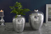 Set Of 2 Vases Oriental 27cm/32cm Hammered Metal Silver