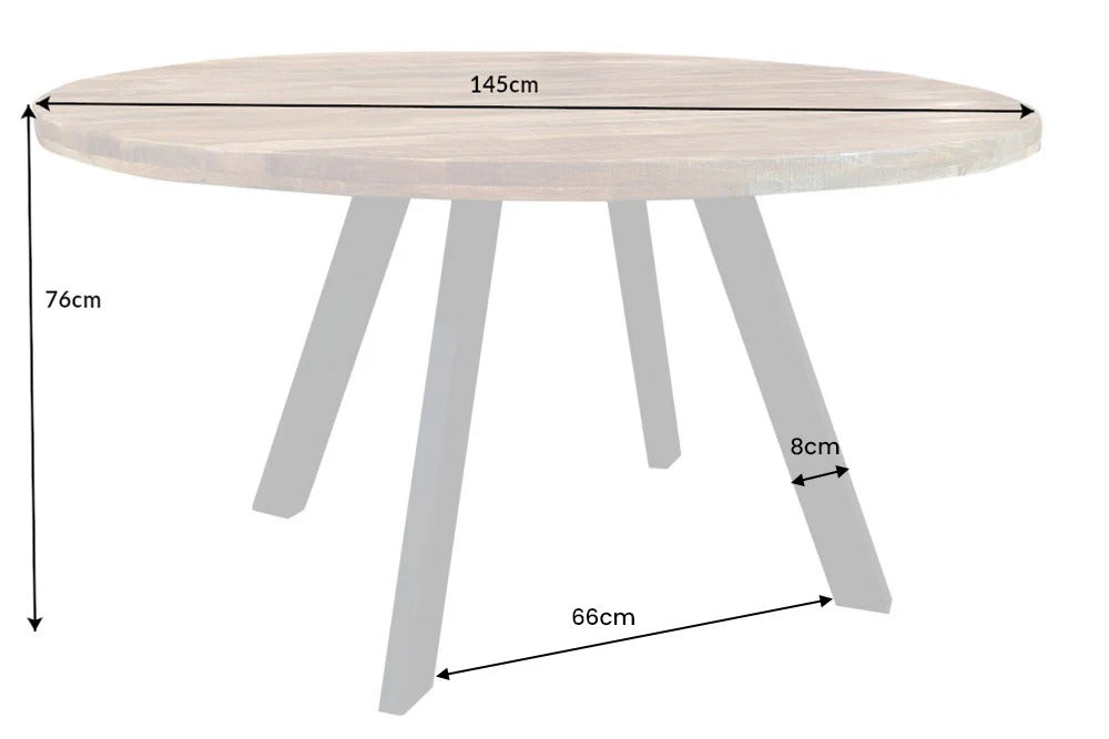Round Dining Table Blacksmith 145cm Mango Wood Natural