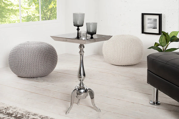 Square Side Table Jardin 55cm Metal Silver