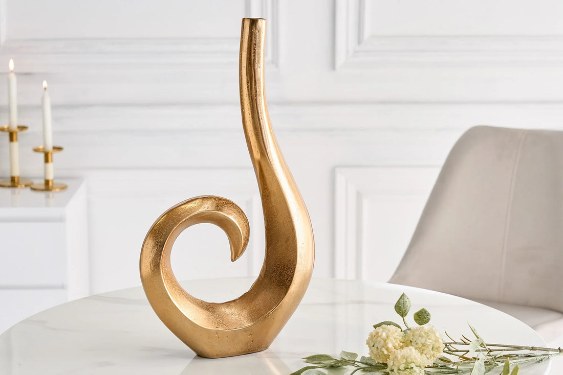 Vase Wave 47cm Metal Gold
