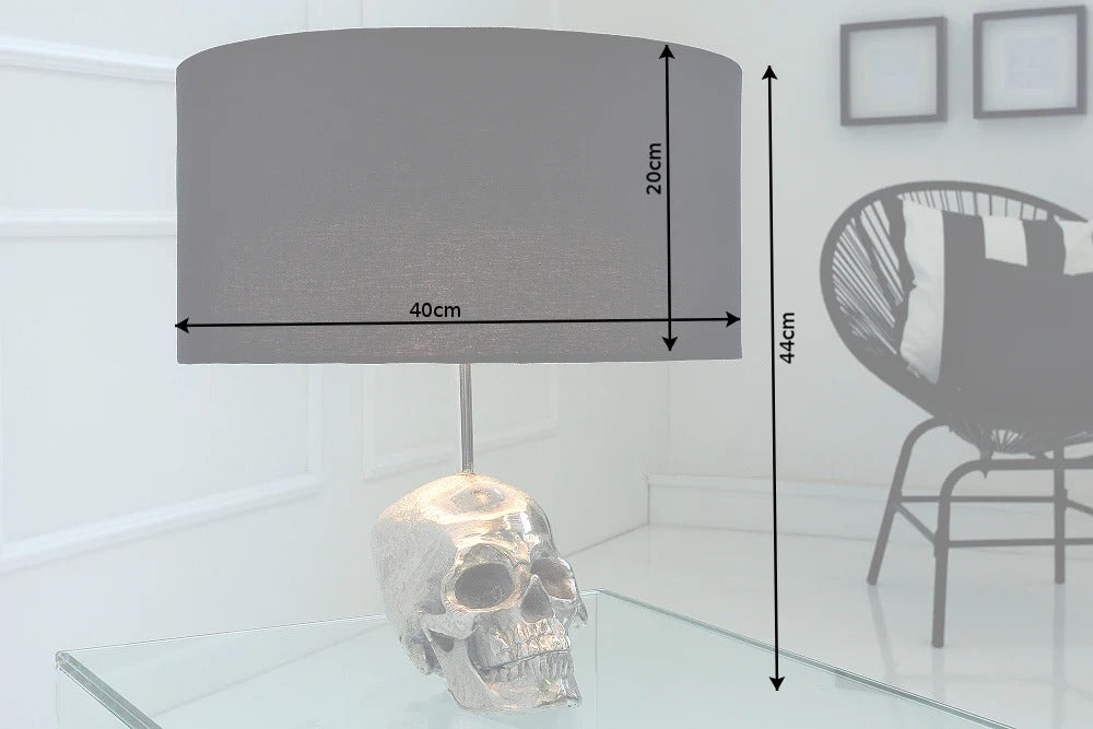 Table Lamp Skull 44cm Metal Black