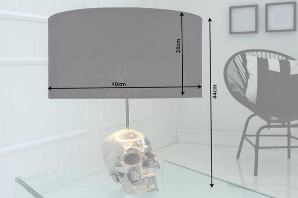 Table Lamp Skull 44cm Metal Black