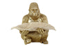 Decoration Figurine Gorilla 38cm Polyresin Gold With Tray