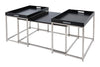 Set Of Three Nesting Coffee Tables Elements 60cm/60cm/75cm Black With Tray