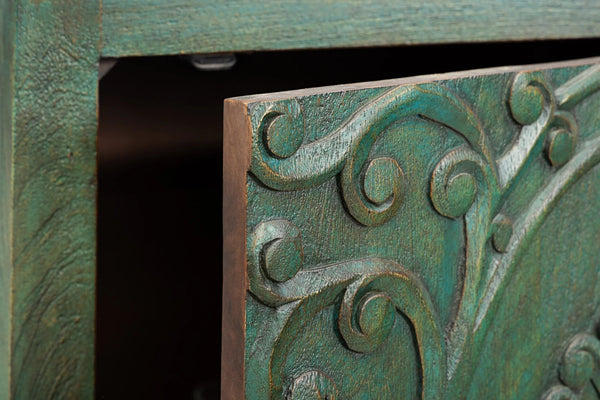 Cabinet Peacock 166cm Mango Wood Green