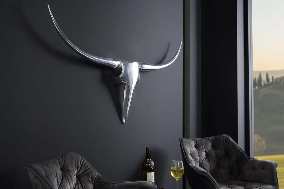 Decorative Bull Horns Texas 120cm Metal Chrome