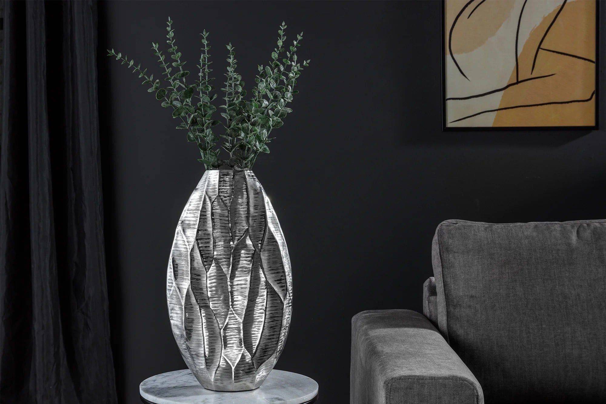 Vase Organic Orient 44cm Metal Silver