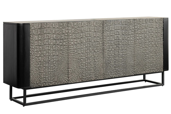 Sideboard Croco 177cm Mango Wood Grey & Black