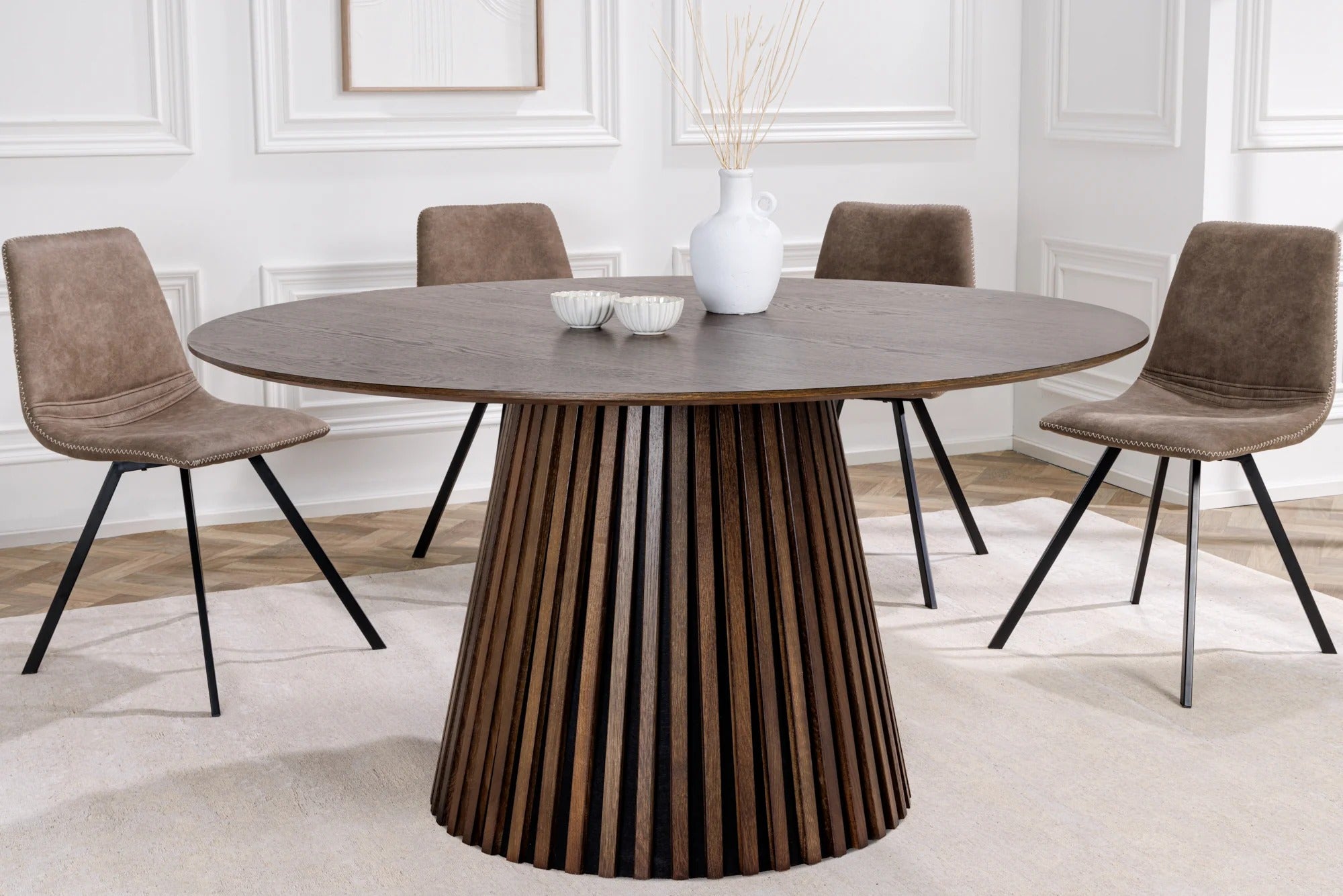 Round Dining Table Yoko 140cm Oak Wood Brown
