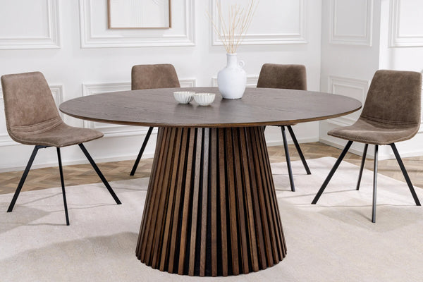 Round Dining Table Yoko 140cm Oak Wood Brown