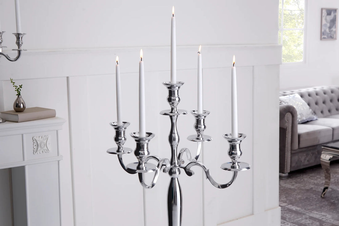 Five-Arm Candlestick Baroque 120cm Metal Silver