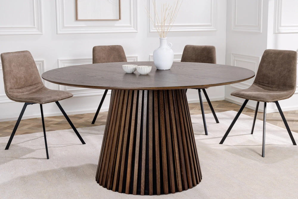 Round Dining Table Yoko 120cm Oak Wood Brown