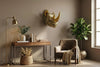 Wall Decoration Rhino 39cm Polyresin Gold