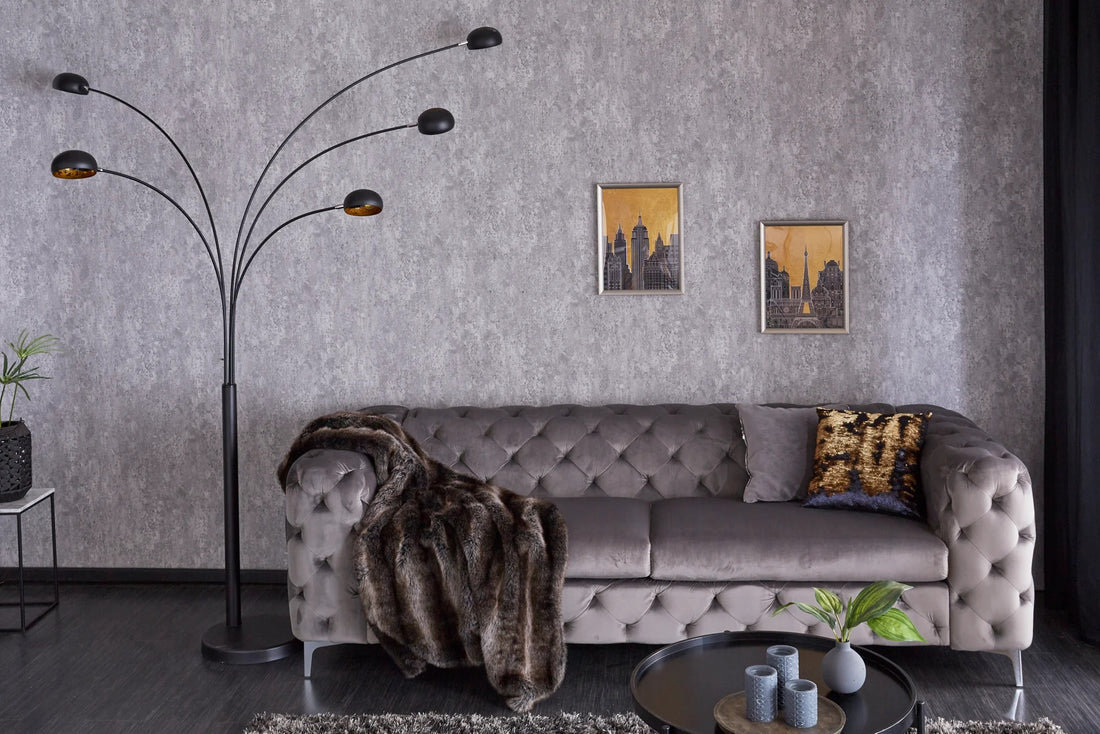 Five Lights Floor Lamp 210cm Metal Black