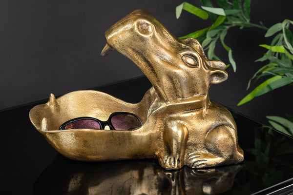 Decoration Bowl Hippo 31cm Metal Brass