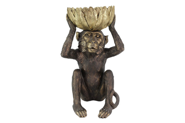Decoration Figure Monkey 48cm Polyresin Black Gold