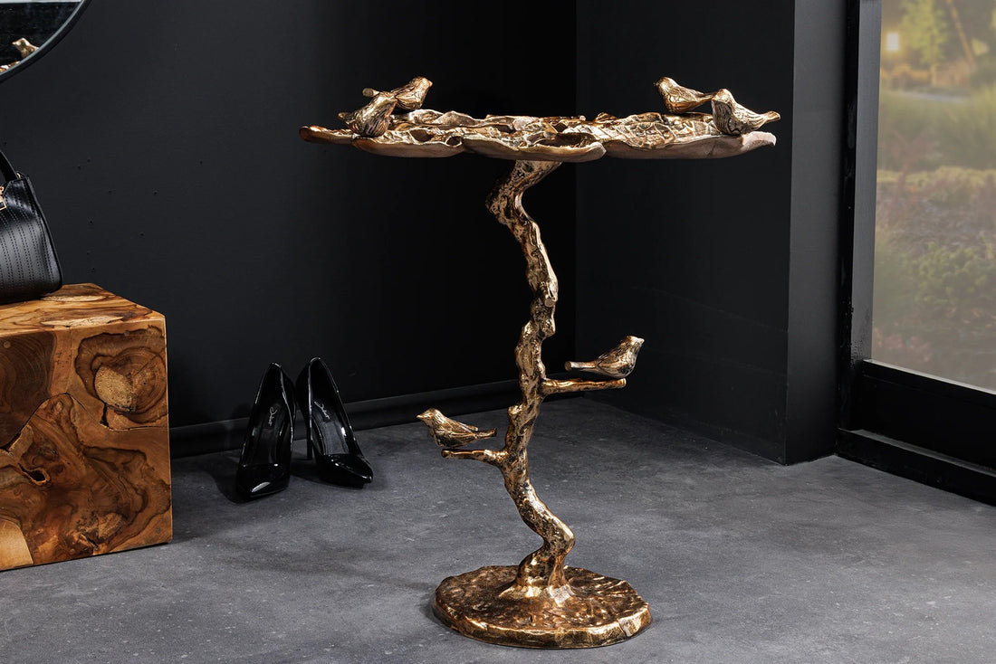 Side Table Birds 62cm Metal Brass
