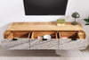 Floating TV Stand Leno 160cm Acacia Wood Natural Stone Veneer