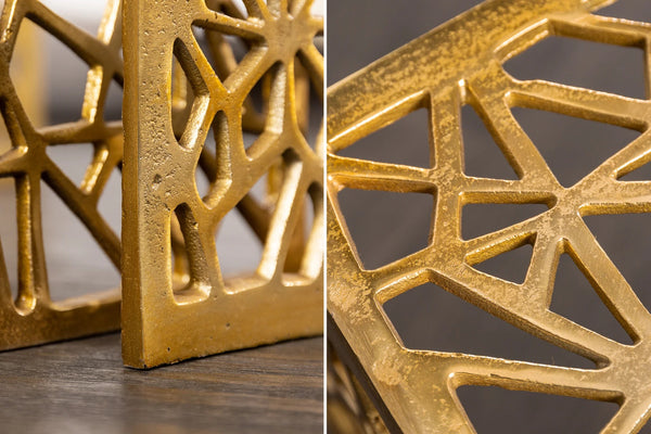 Set Of 2 Nesting Coffee Tables Abstract 39cm/50cm Metal Gold