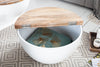 Round Coffee Table Industrial Storage 70cm Mango Wood White