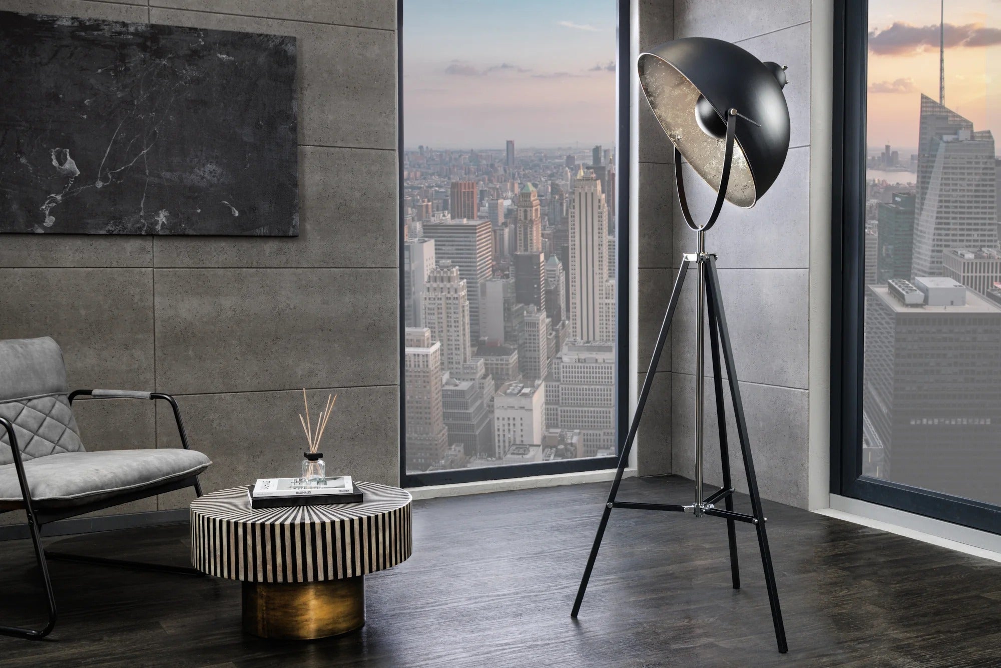 Floor Lamp Big Studio 168cm Metal Black Silver