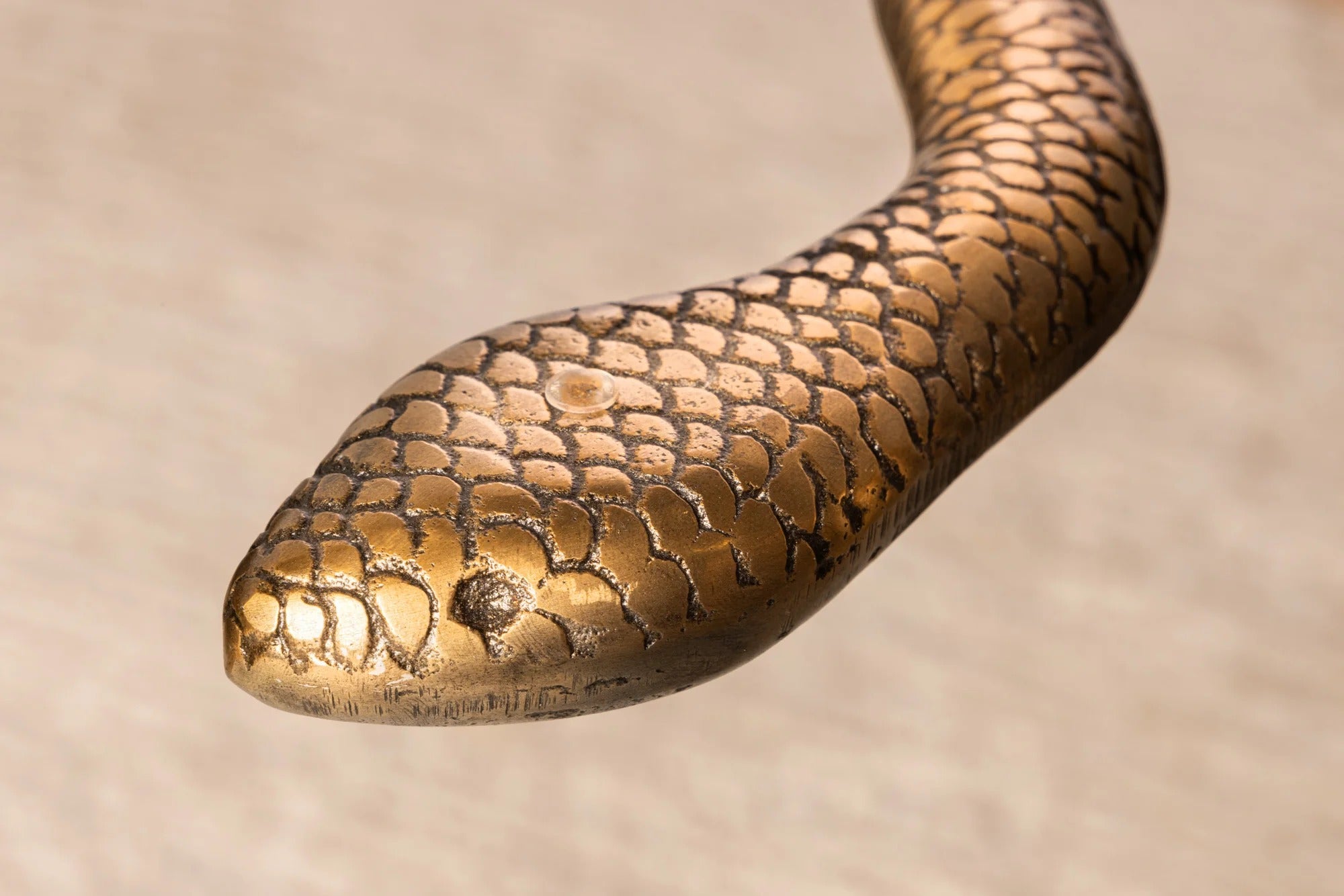 Round Side Table Wildlife Snake 62cm Glass Metal Copper