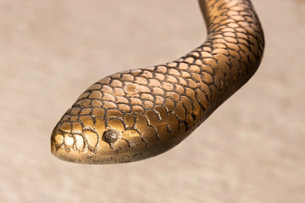 Round Side Table Wildlife Snake 62cm Glass Metal Copper