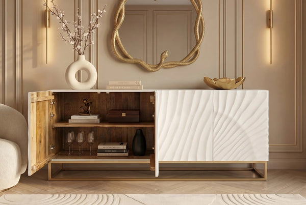 Sideboard Fossil 177cm Mango Wood White