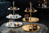 Three Tier Cake Stand Abstract 48cm Metal Gold