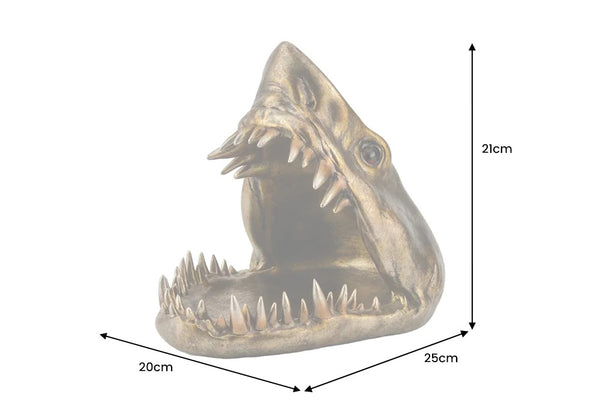 Decoration Sculpture Shark 25cm Polyresin Bronze