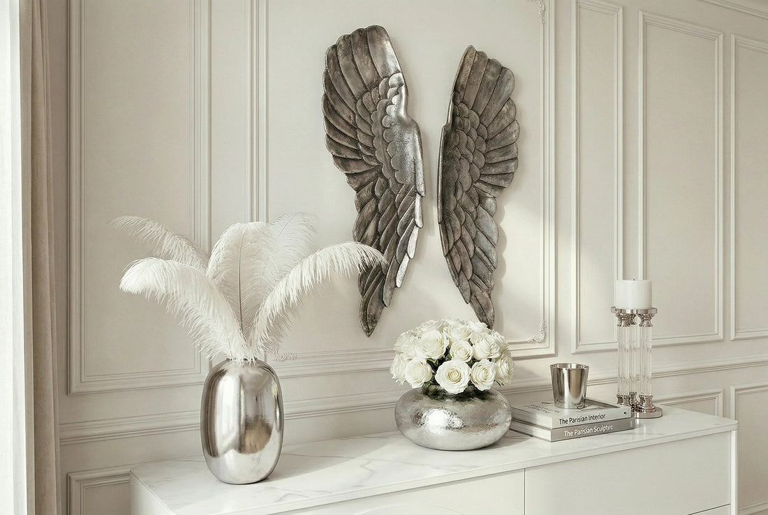Wall Decoration Fallen Angel 65cm Metal Silver