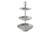 Three Tier Cake Stand Orient 47x26cm Hammered Metal Silver