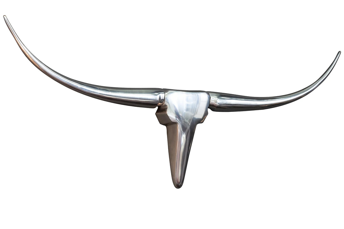 Decorative Bull Horns Texas 100cm Metal Chrome