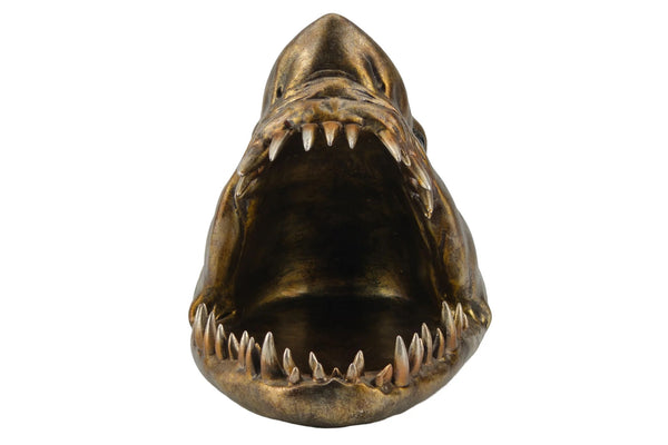Decoration Sculpture Shark 25cm Polyresin Bronze