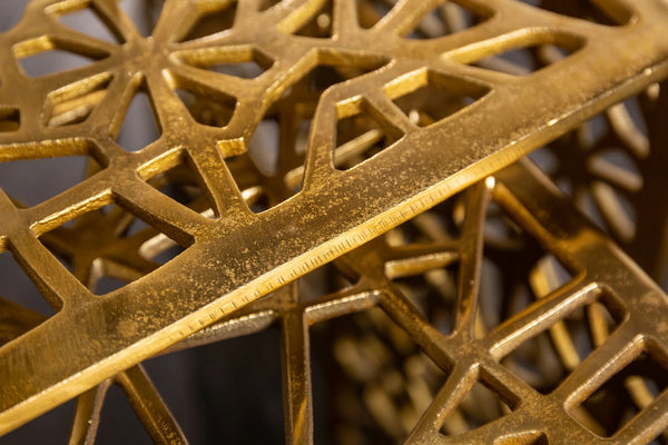 Set Of 2 Nesting Coffee Tables Abstract 39cm/50cm Metal Gold
