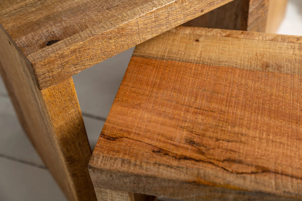 Set Of 3 Side Tables Makassar 29cm/37cm/45cm Mango Wood Natural