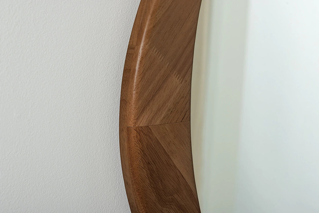 Wall Mirror Organic 65cm Walnut Look Brown