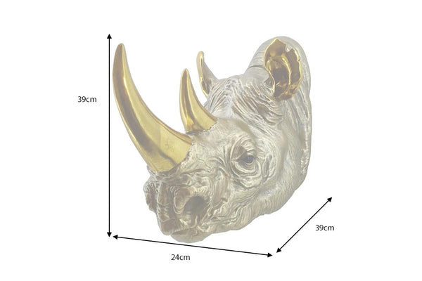 Wall Decoration Rhino 39cm Polyresin Gold